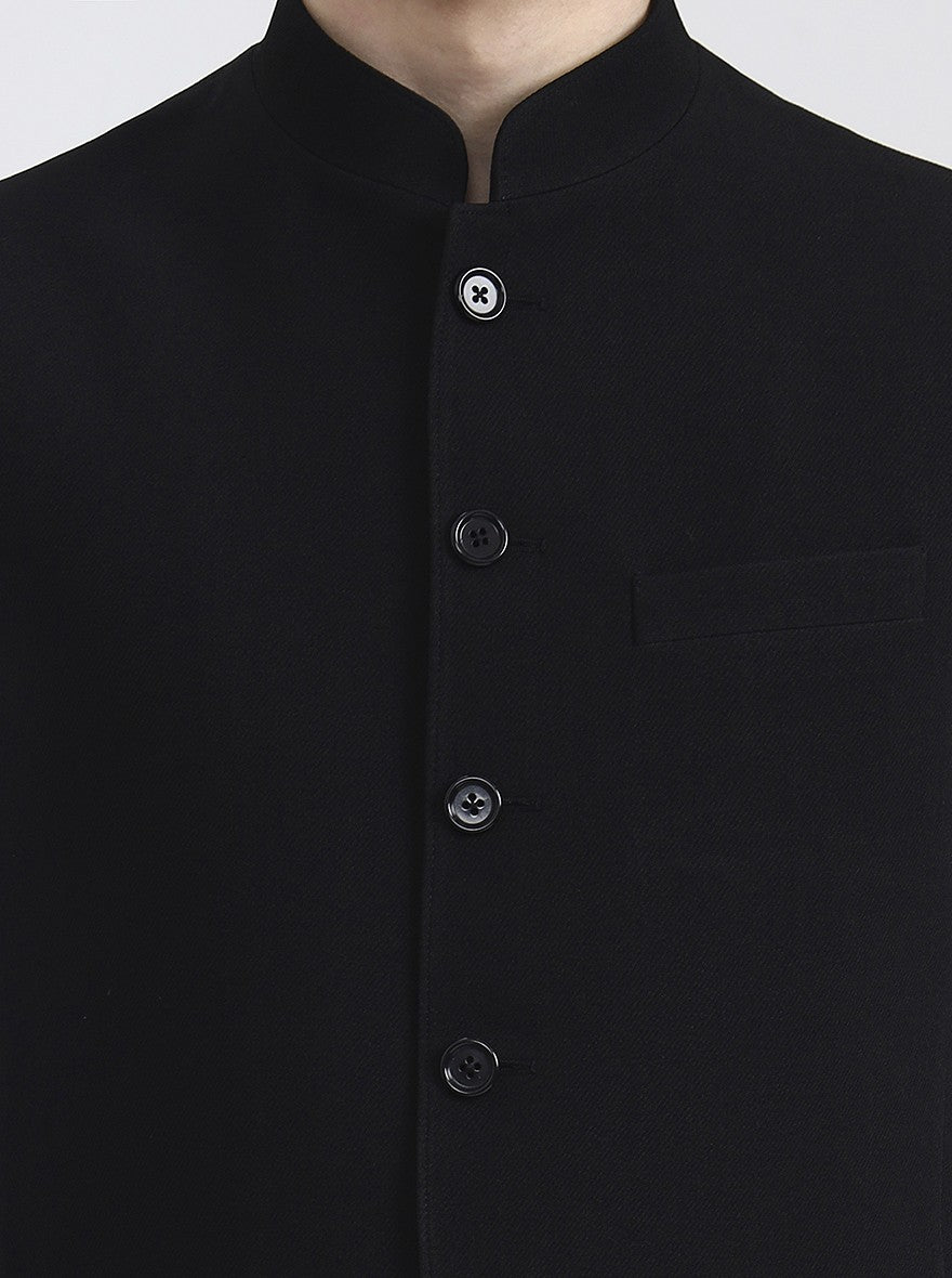 Black Solid Regular Fit Modi Jacket | JadeBlue