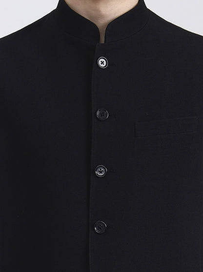 Black Solid Regular Fit Modi Jacket | JadeBlue
