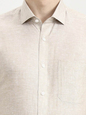 Beige Solid Slim Fit Formal Shirt | JadeBlue