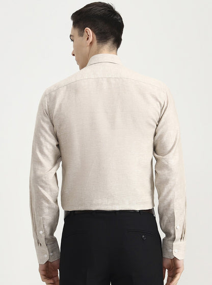 Beige Solid Slim Fit Formal Shirt | JadeBlue