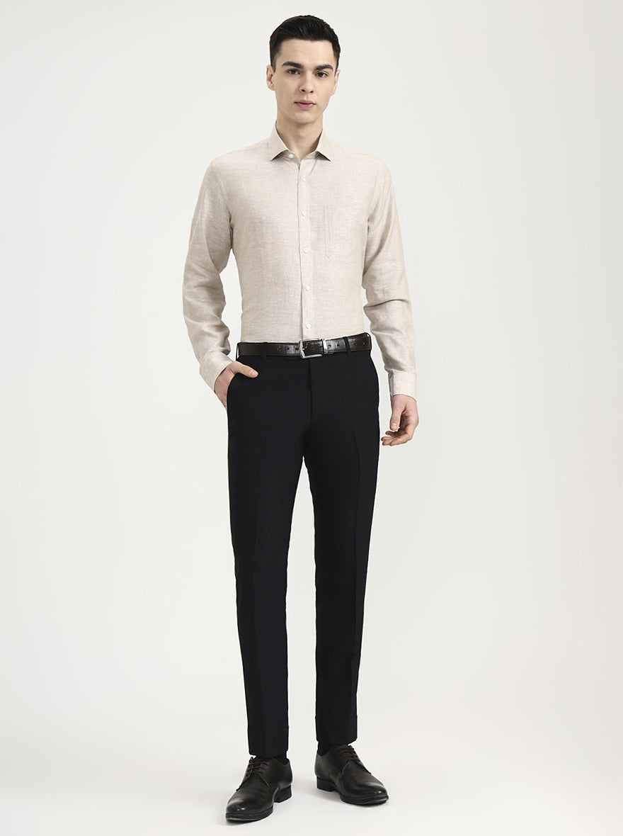 Beige Solid Slim Fit Formal Shirt | JadeBlue