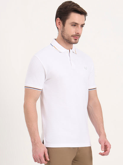 White Solid Slim Fit Polo T-Shirt | Greenfibre