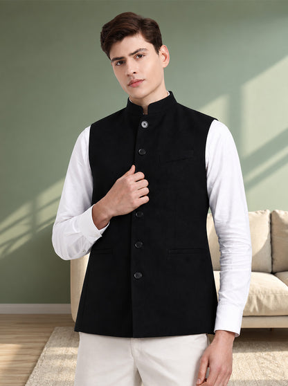 Black Solid Regular Fit Modi Jacket | JadeBlue