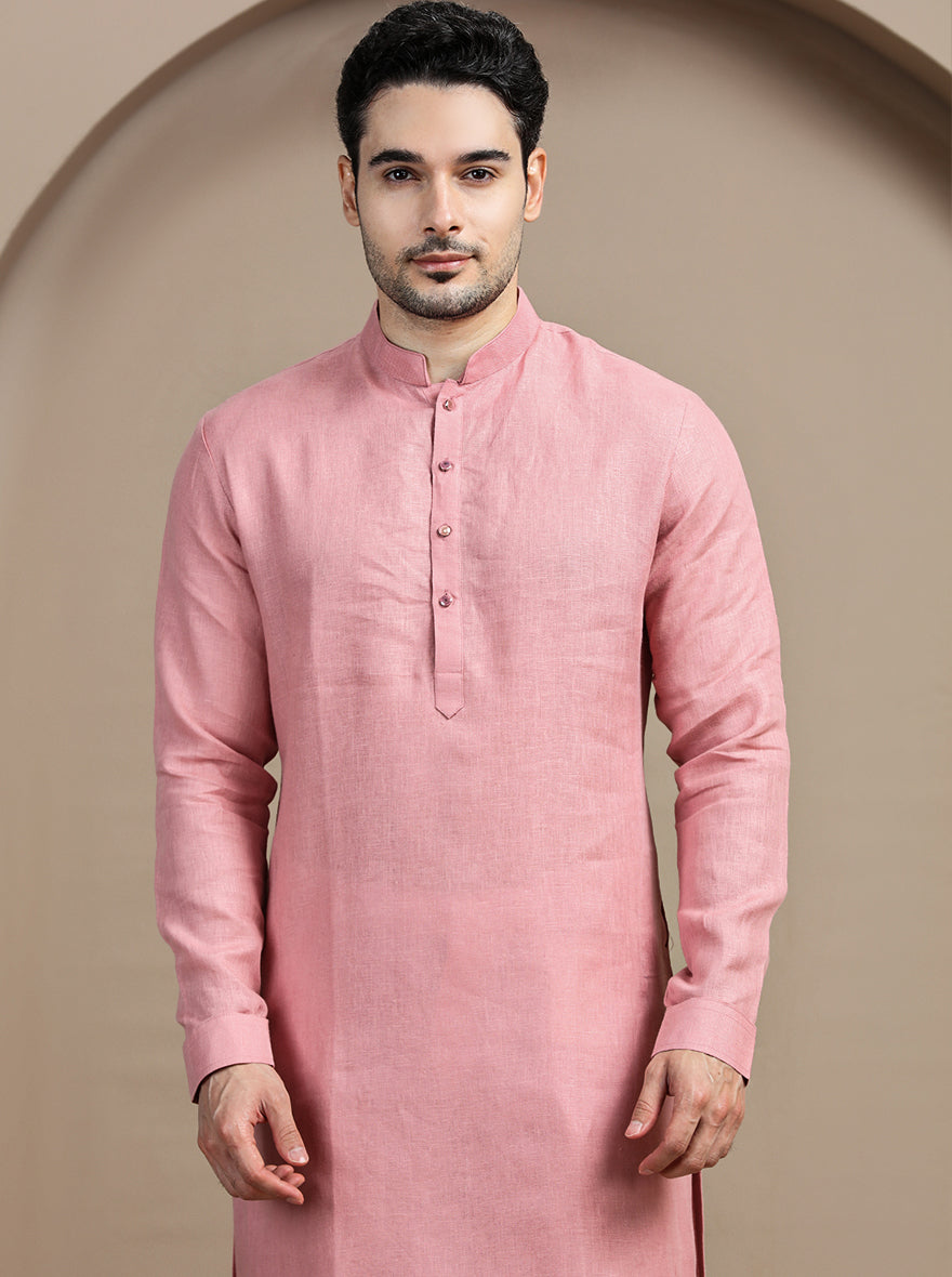 Pink Solid Kurta Pajama | Virasana