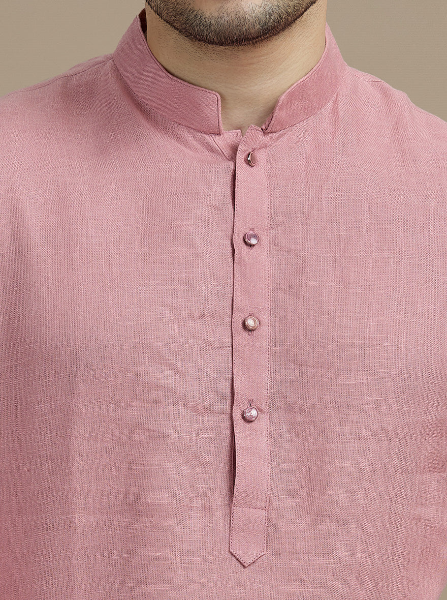 Pink Solid Kurta Pajama | Virasana