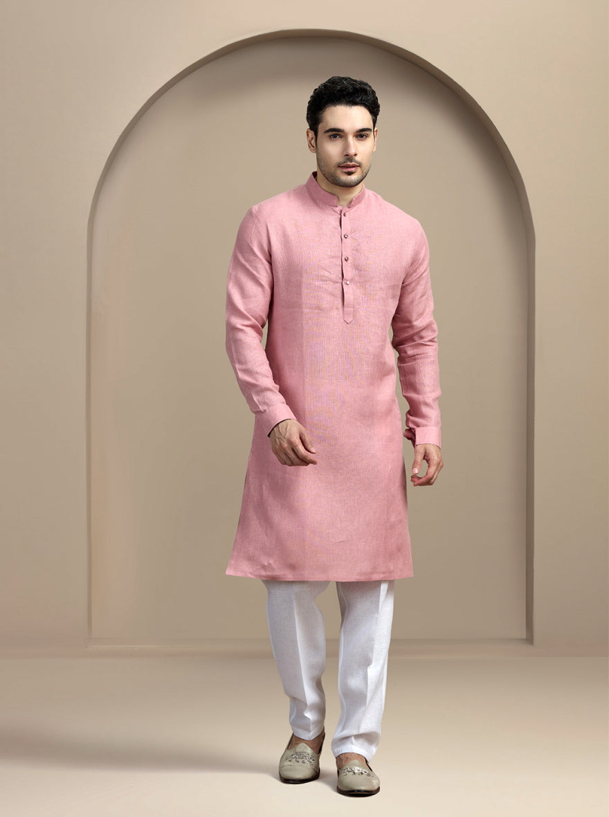 Pink Solid Kurta Pajama | Virasana