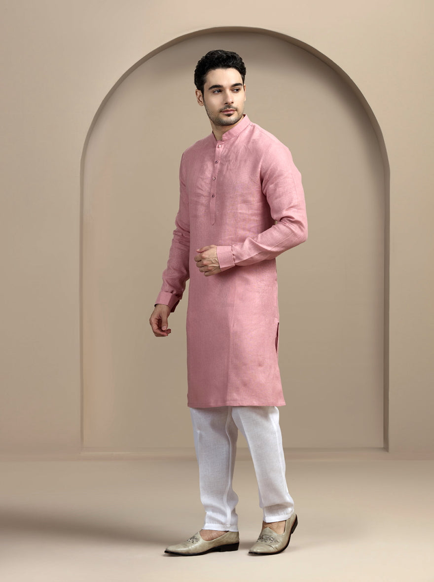 Pink Solid Kurta Pajama | Virasana