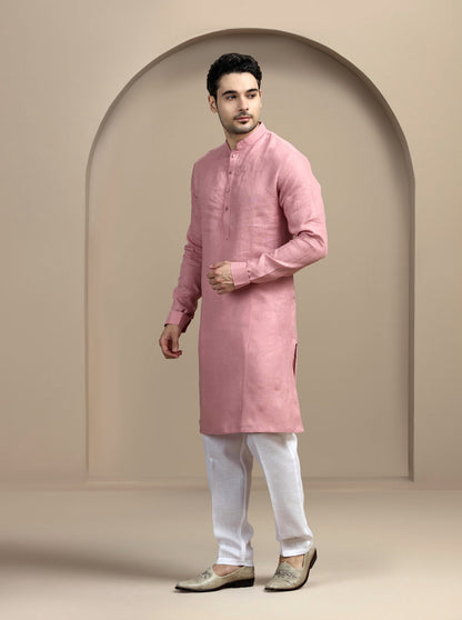 Pink Solid Kurta Pajama | Virasana