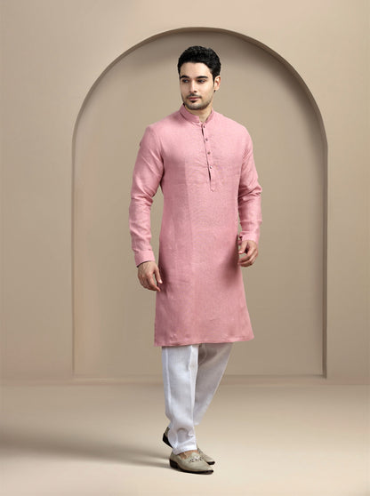 Pink Solid Kurta Pajama | Virasana