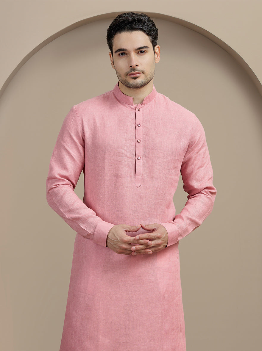 Pink Solid Kurta Pajama | Virasana