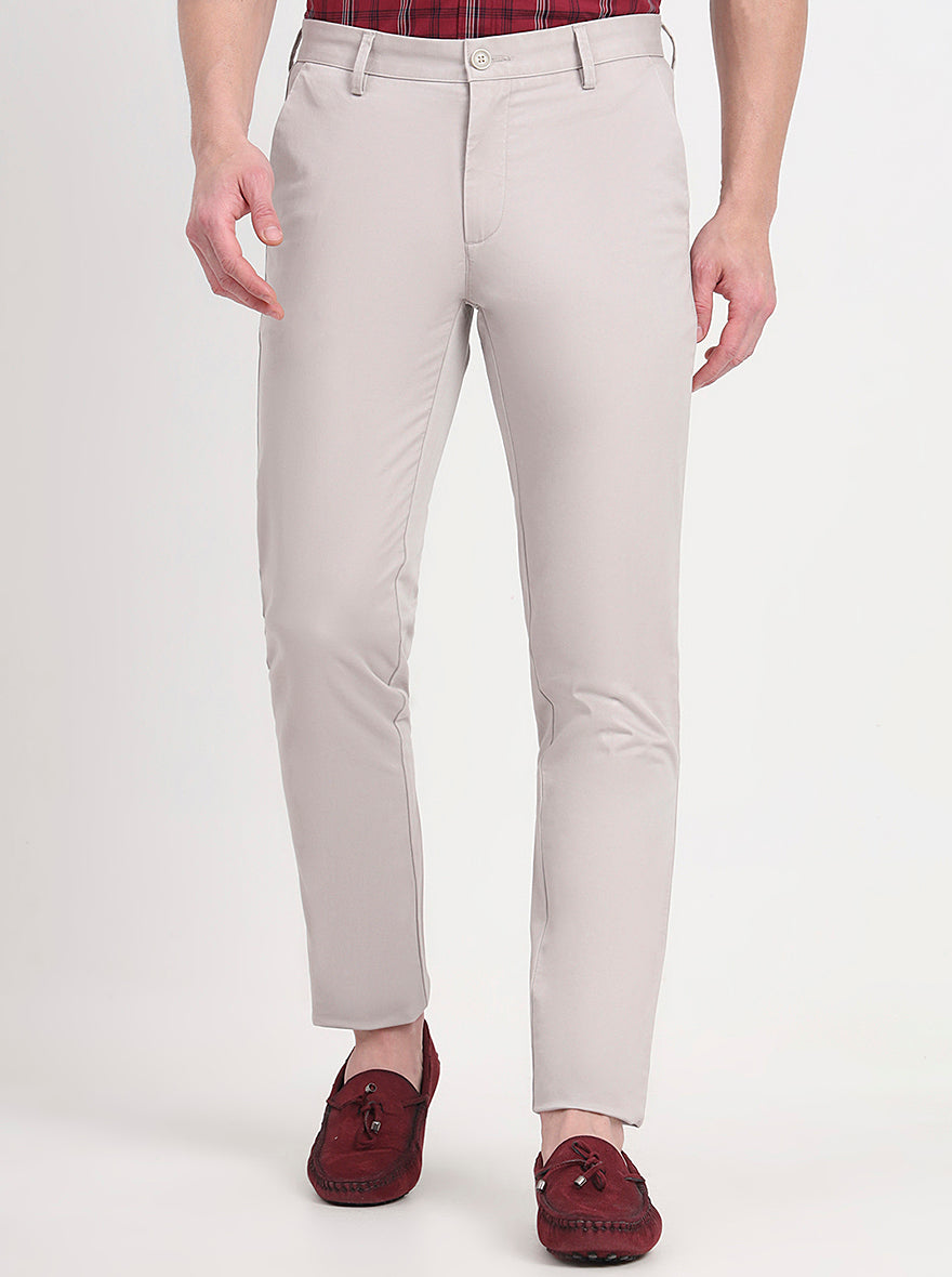 Grey Solid Uno Fit Casual Trouser | JadeBlue