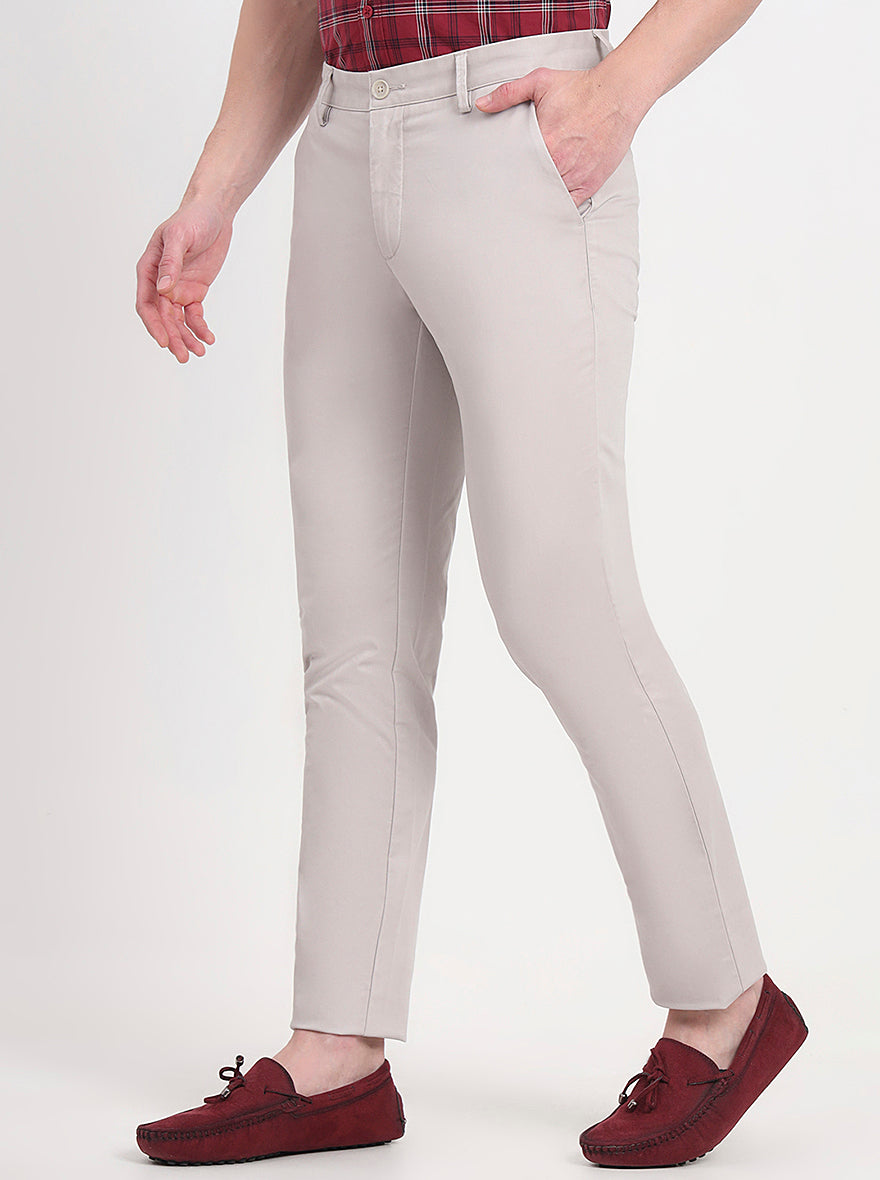 Grey Solid Uno Fit Casual Trouser | JadeBlue