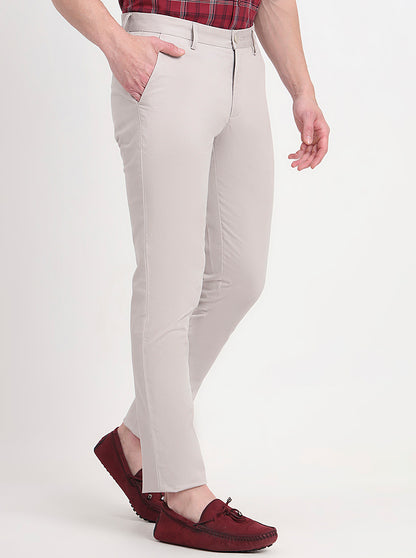 Grey Solid Uno Fit Casual Trouser | JadeBlue