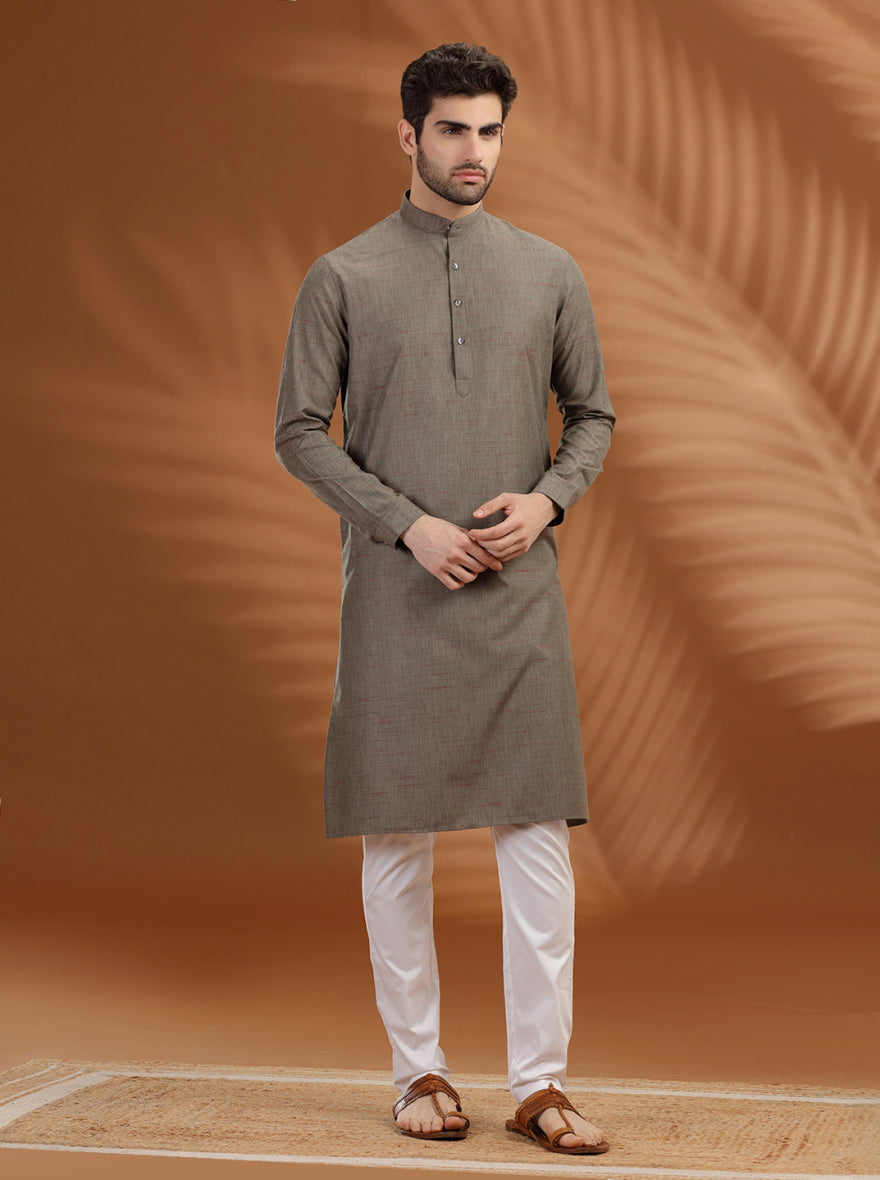 Green Solid Modi Kurta | JadeBlue