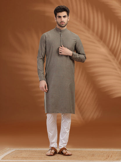 Green Solid Modi Kurta | JadeBlue