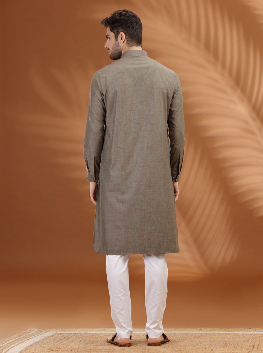 Green Solid Modi Kurta | JadeBlue