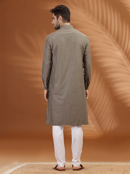 Green Solid Modi Kurta | JadeBlue