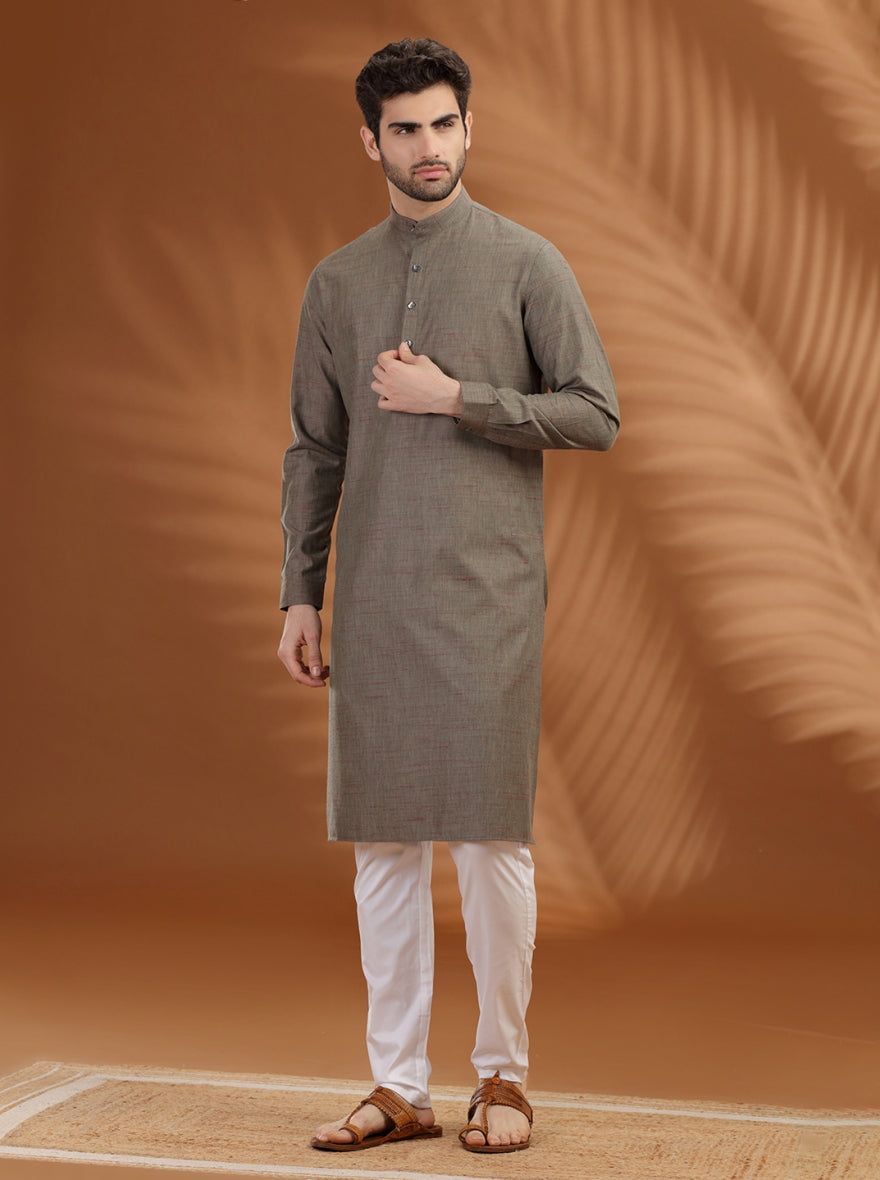 Green Solid Modi Kurta | JadeBlue