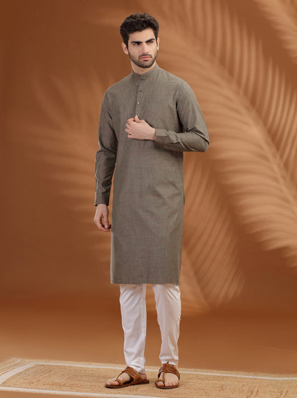 Green Solid Modi Kurta | JadeBlue
