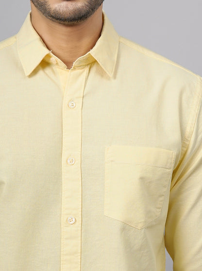 Yellow Solid Slim Fit Casual Shirt | Greenfibre