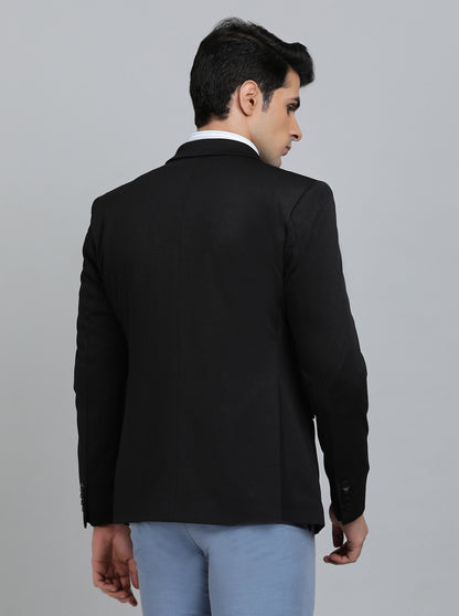 Black Solid Regular Fit Blazer | JB Studio