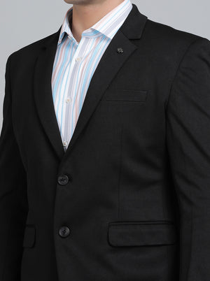 Black Solid Regular Fit Blazer | JB Studio
