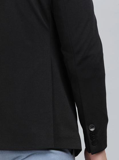 Black Solid Regular Fit Blazer | JB Studio