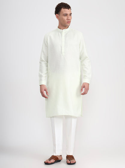 Pista Green Solid Regular Fit Modi Kurta | JadeBlue