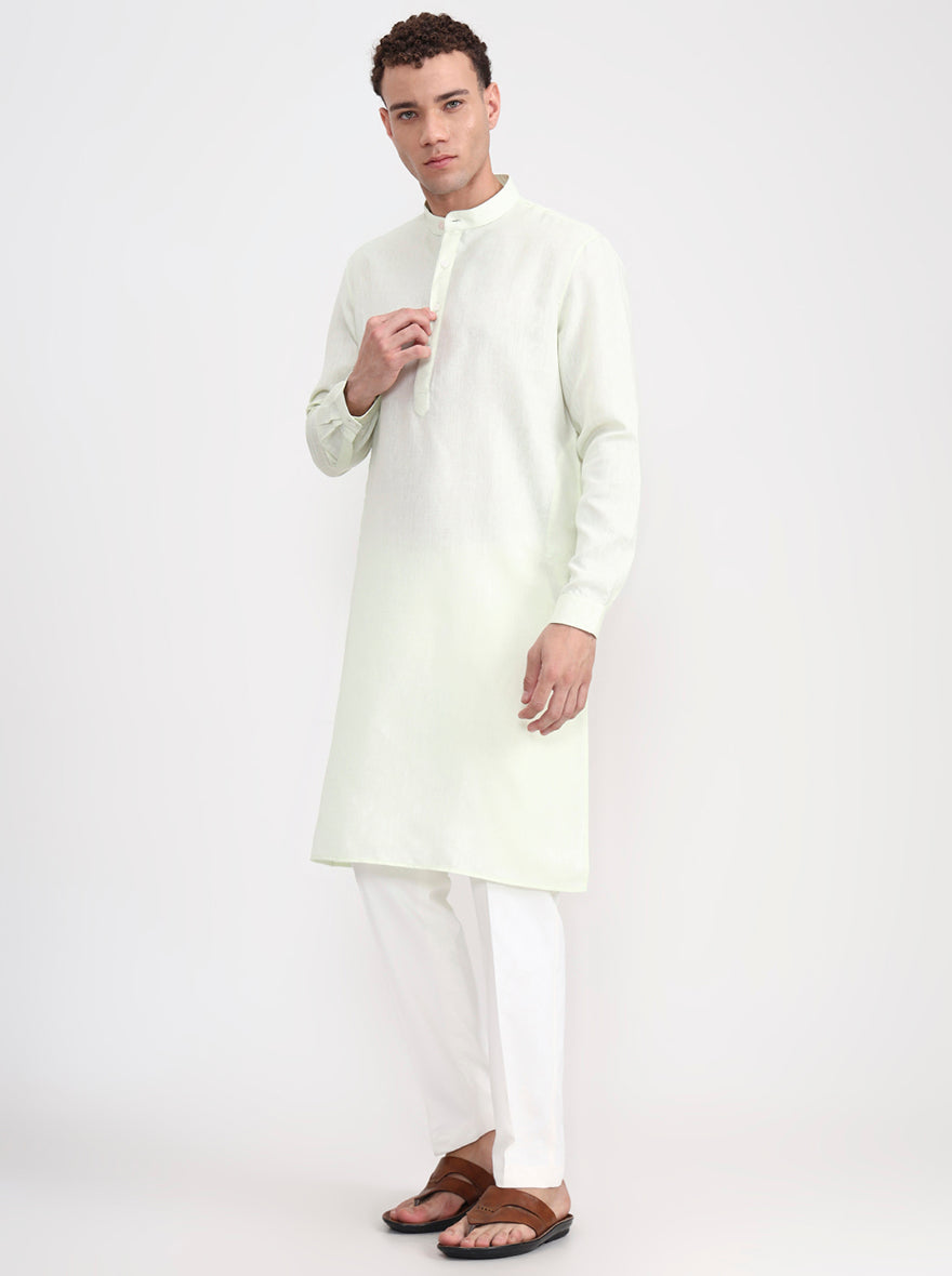 Pista Green Solid Regular Fit Modi Kurta | JadeBlue