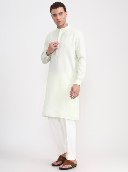 Pista Green Solid Regular Fit Modi Kurta | JadeBlue