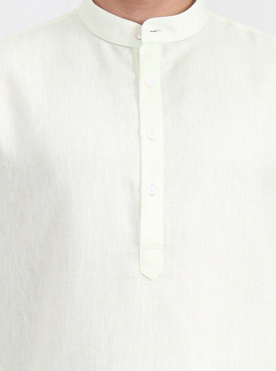 Pista Green Solid Regular Fit Modi Kurta | JadeBlue