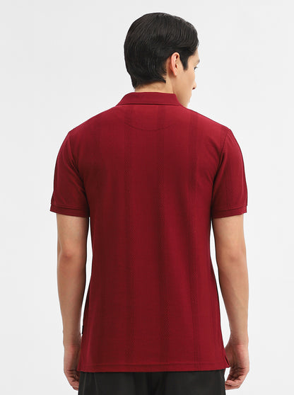 Wine Jacquard Slim Fit Polo T-Shirt | JadeBlue