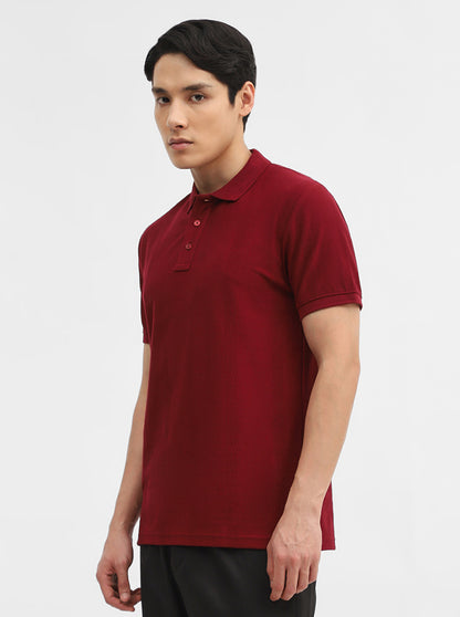 Wine Jacquard Slim Fit Polo T-Shirt | JadeBlue