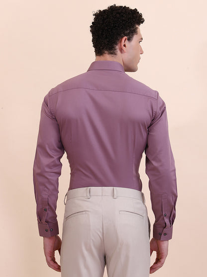 Dusty Pink Solid Slim Fit Party Wear Shirt | Greenfibre