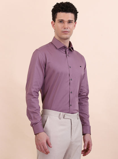 Dusty Pink Solid Slim Fit Party Wear Shirt | Greenfibre