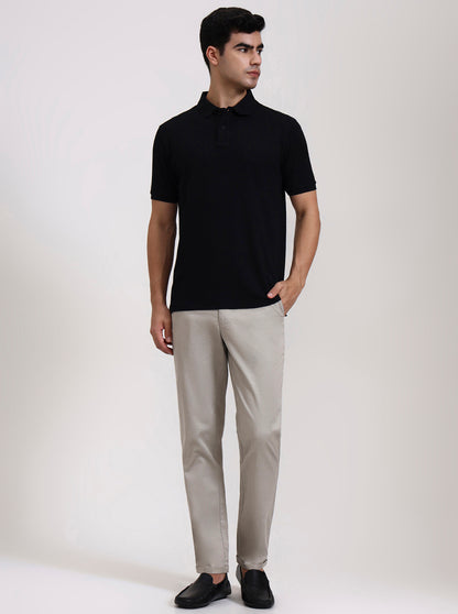 Black Solid Slim Fit Polo T-Shirt | Greenfibre