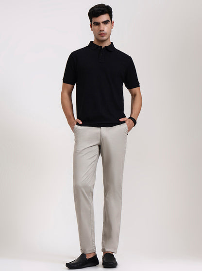 Black Solid Slim Fit Polo T-Shirt | Greenfibre