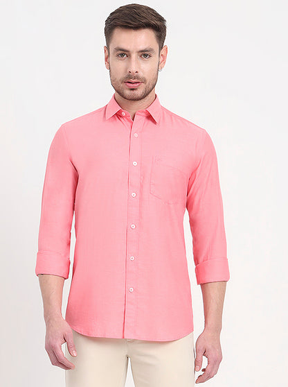 Light Pink Solid Smart Fit Semi Casual Shirt | JadeBlue