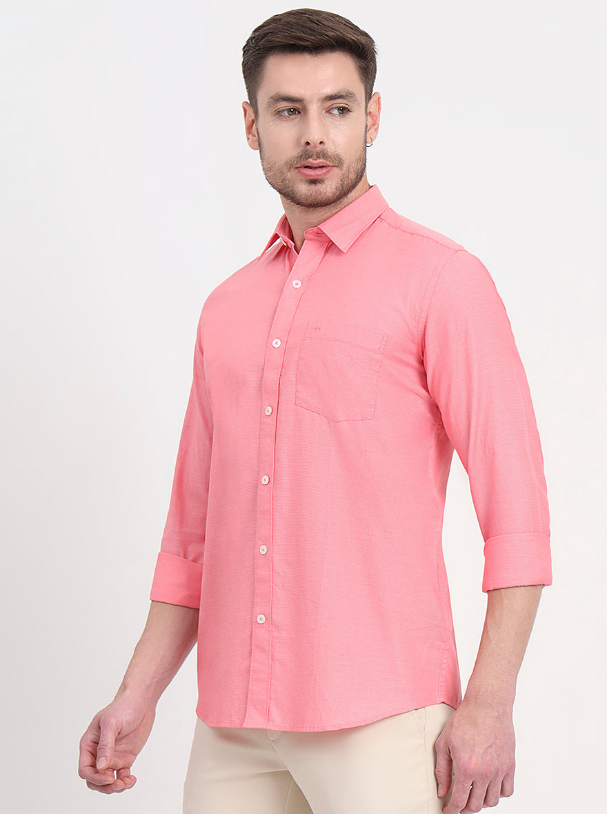 Light Pink Solid Smart Fit Semi Casual Shirt | JadeBlue