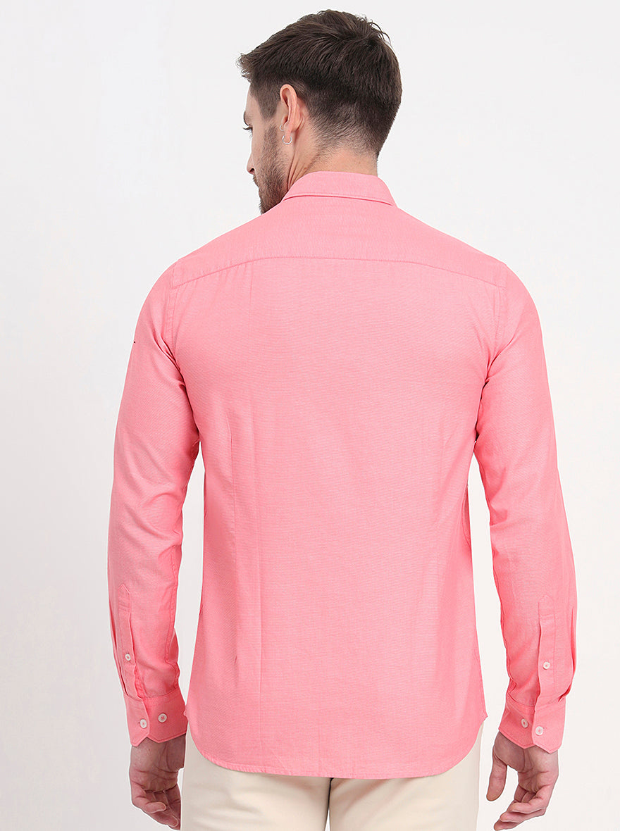 Light Pink Solid Smart Fit Semi Casual Shirt | JadeBlue
