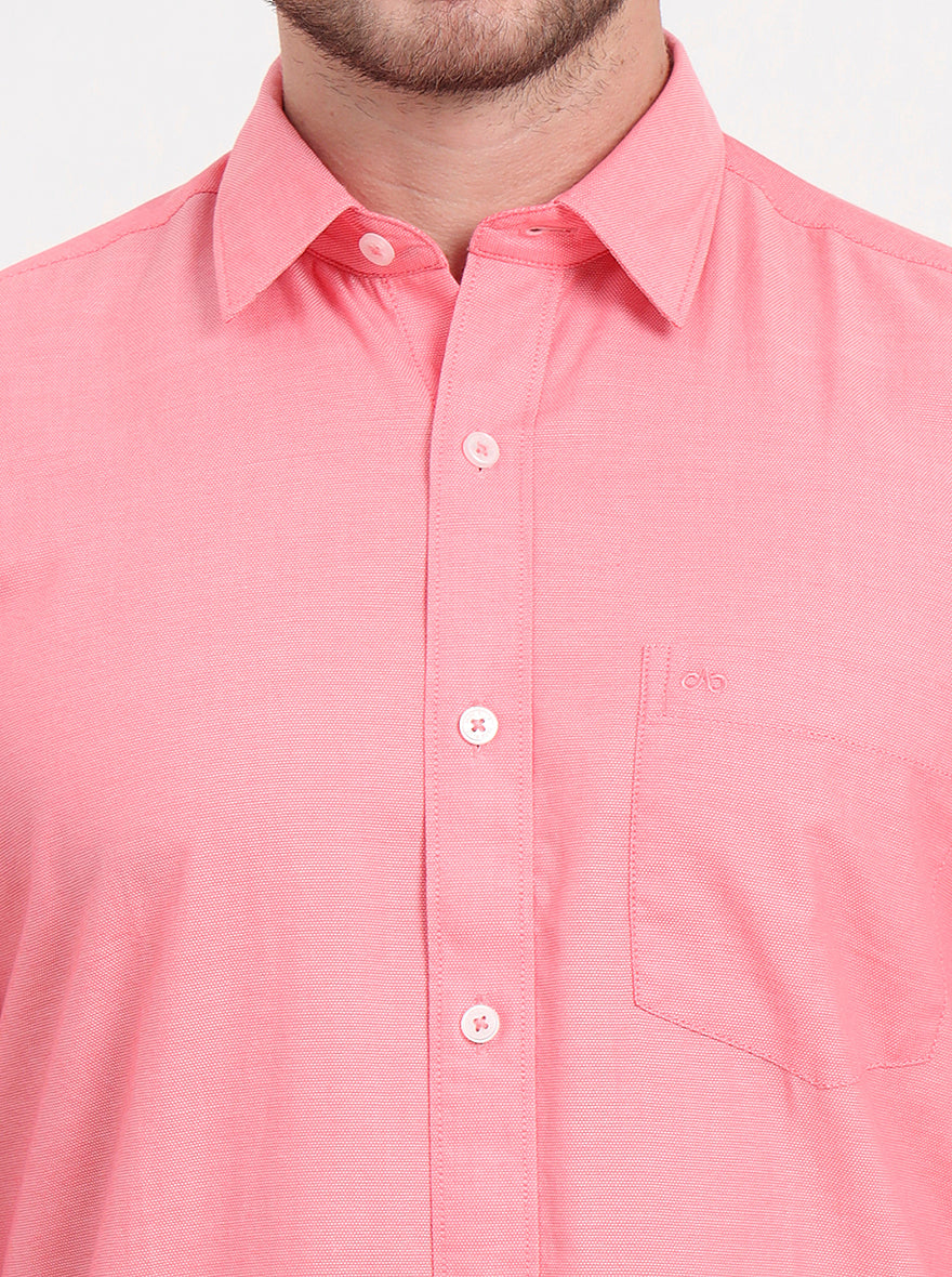 Light Pink Solid Smart Fit Semi Casual Shirt | JadeBlue
