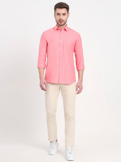 Light Pink Solid Smart Fit Semi Casual Shirt | JadeBlue