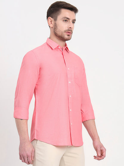 Light Pink Solid Smart Fit Semi Casual Shirt | JadeBlue