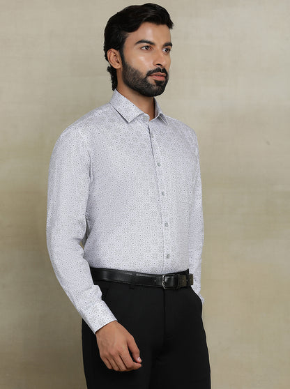 Grey Printed Regular Fit Formal Shirt | JadeBlue
