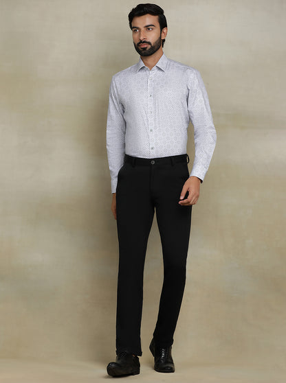Grey Printed Regular Fit Formal Shirt | JadeBlue
