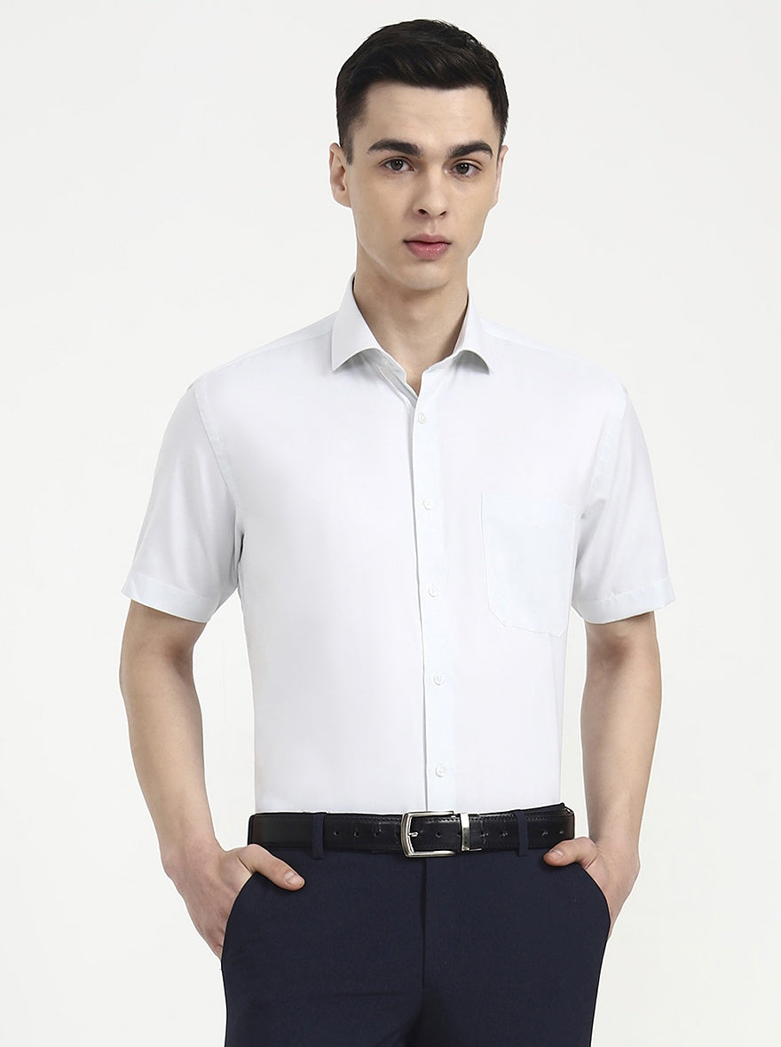 Light Grey Solid Regular Fit Formal Shirt | Greenfibre