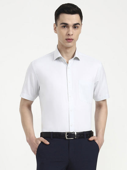 Light Grey Solid Regular Fit Formal Shirt | Greenfibre
