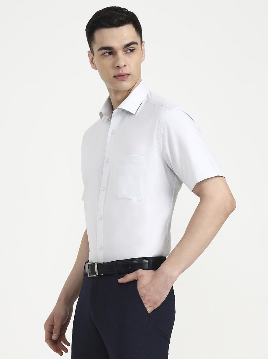 Light Grey Solid Regular Fit Formal Shirt | Greenfibre