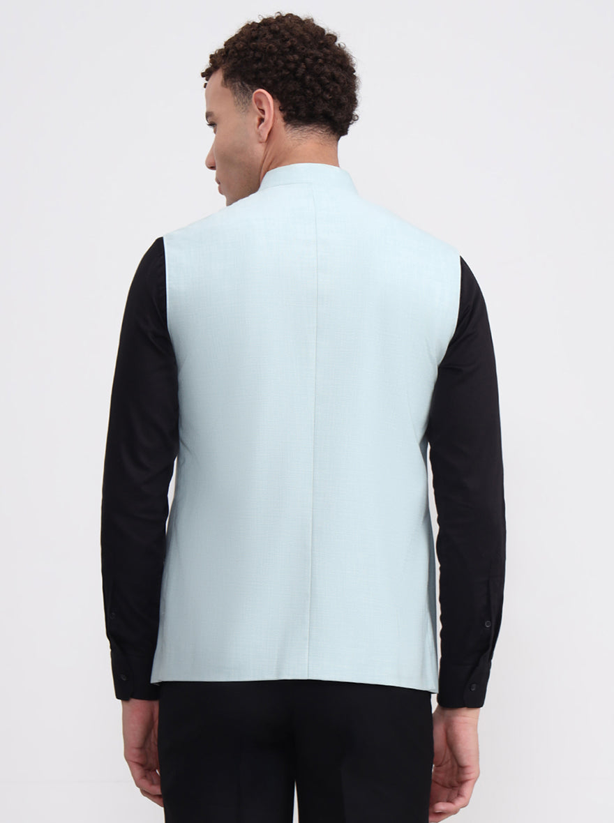 Pista Blue Solid Regular Fit Modi Jacket | JadeBlue