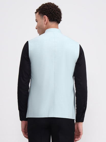 Pista Blue Solid Regular Fit Modi Jacket | JadeBlue